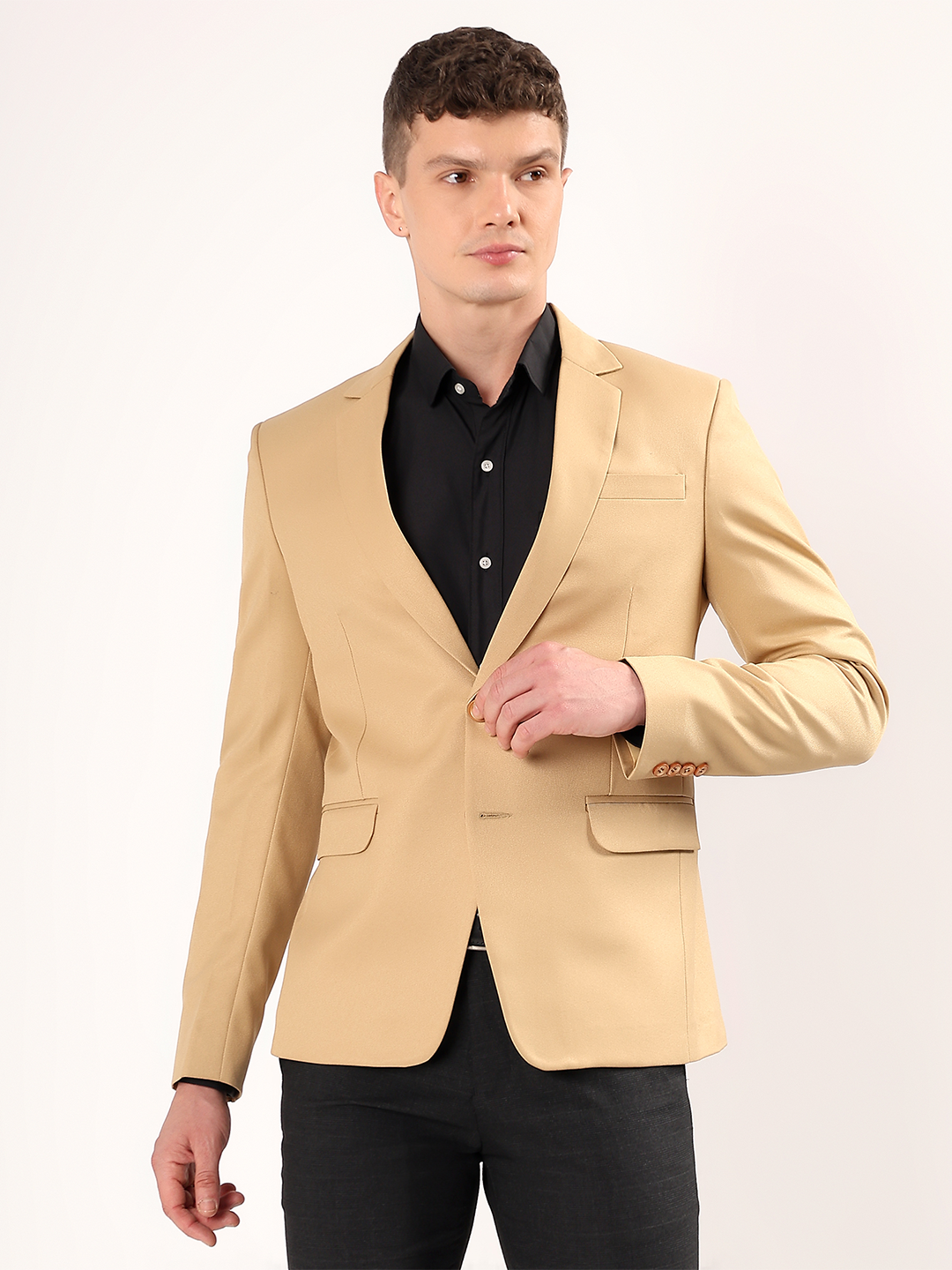 Men's Slim Fit Beige Formal, Business & Casual Wear Blazer